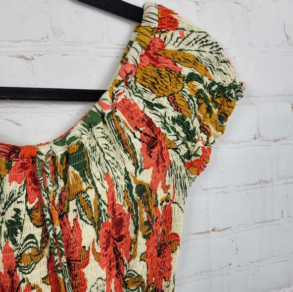 Cleobella by Anthropologie Nohea Tropical Indian Hibiscus Smock Jumpsuit Medium - Picture 4 of 9